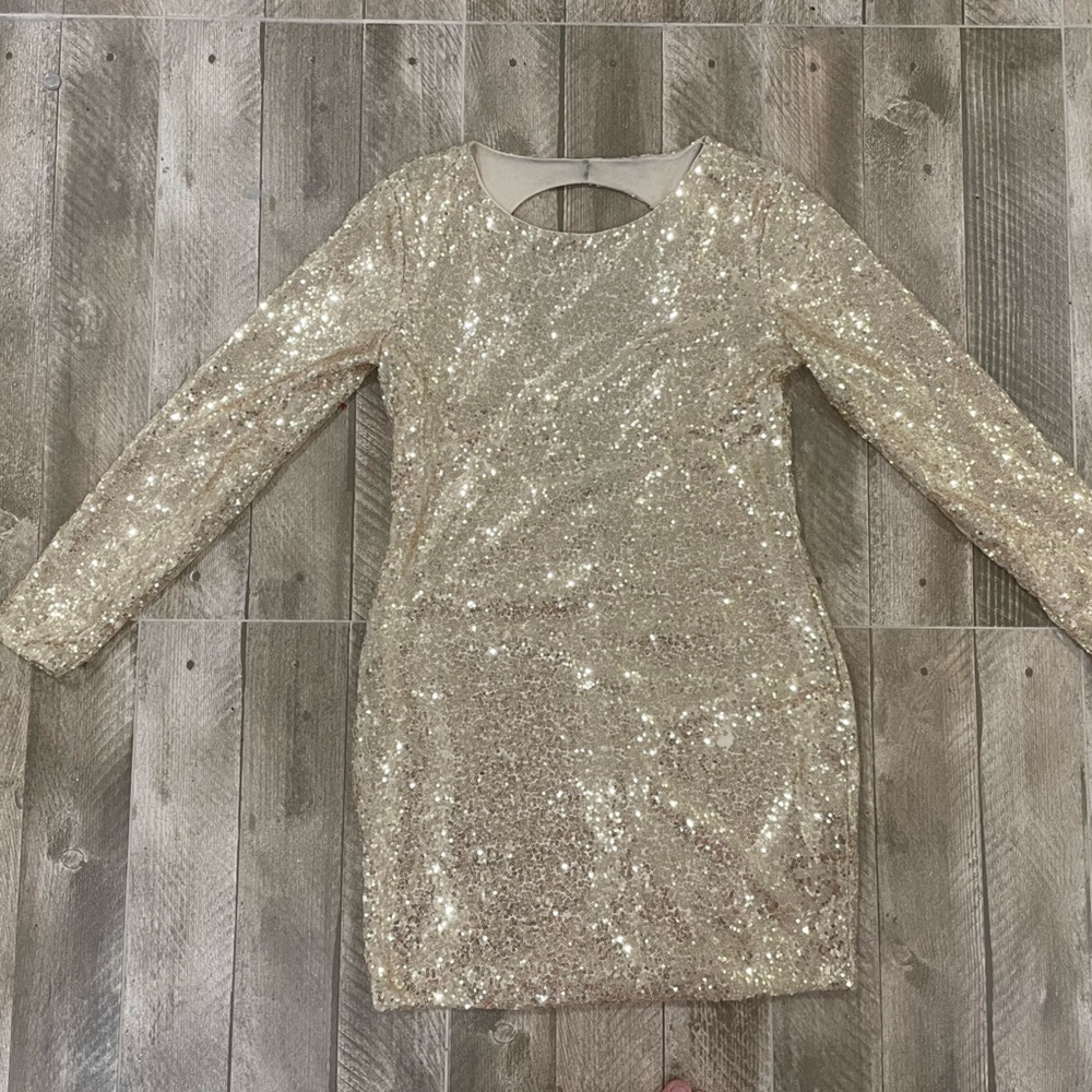 Vintage gold sequin dress with keyhole cut out